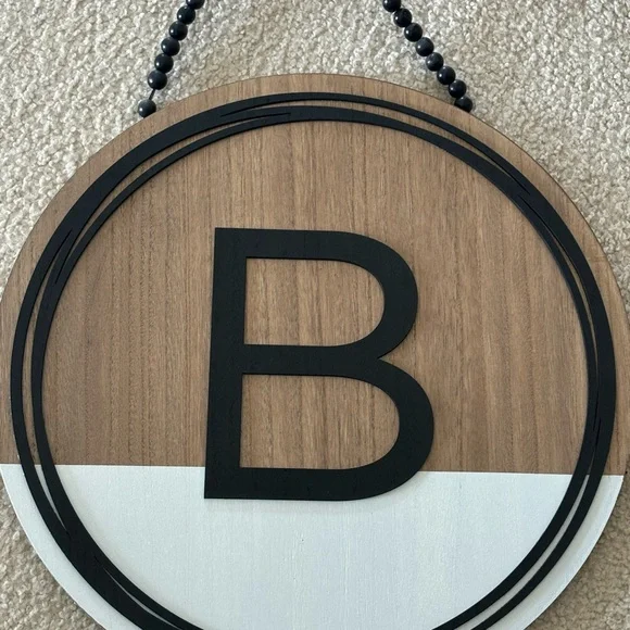 Black and Brown Monogram Round Door Decor - Picture 4 of 6